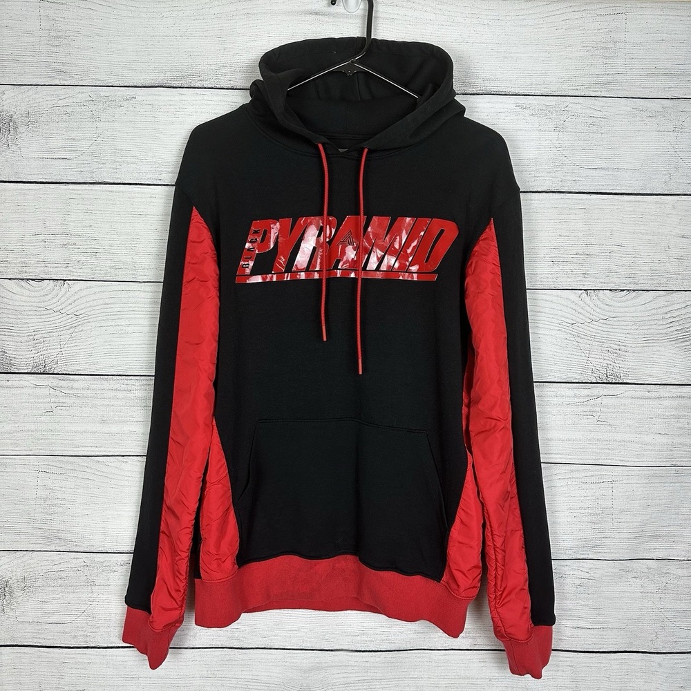 Black Pyramid By Chris Brown Graphic Hoodie Black Red Mens Sz Small Streetwear